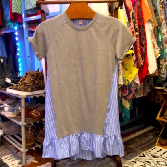 Pinstriped Free Assembly t-shirt dress - sz Large - Picture 1 of 5